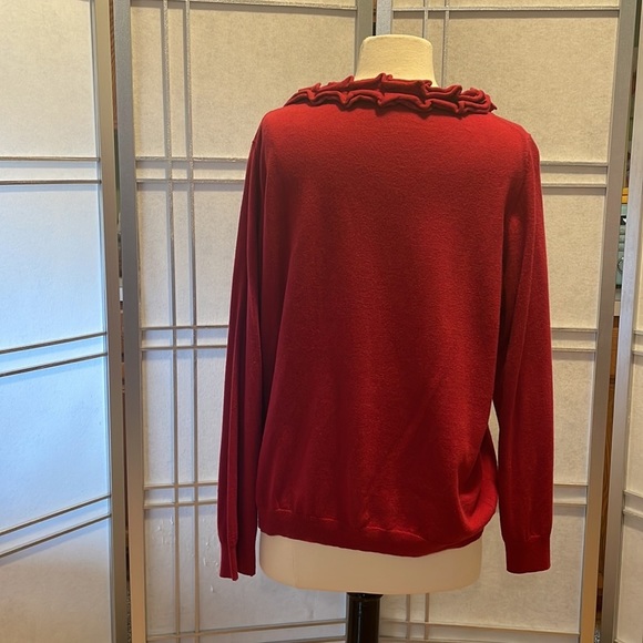 *Red Talbots V Neck Sweater With Ruffle Size 2XL Plus - Picture 4 of 9